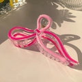 Pinza para el pelo rosa gelatina con diseño de lazo y resorte de metal dorado - Pinza de Lazo de Cinta / rosa intenso