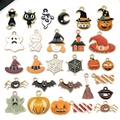 Enamel Halloween charms collection including pumpkin, ghost, and witch hat alloy pendants - Mixed 28Pcs Enamel Halloween Set