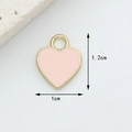 Pink heart enamel charm with gold alloy base and 1.2cm size measurement for DIY jewelry - 19# Tiny Pink Heart