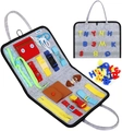 Grey felt montessori busy board toy with alphabet patches for toddlers skills - Velcro Grey Style / 44x28cm