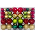 Weihnachtskugel-Set mit roten, grünen und goldenen matten Glitzerkugeln in der Box - 100 Stk (Gold/Rot/Dunkelgrün)