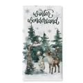 Winter wonderland themed kitchen towel with reindeer and polar bear holiday print - XWJ02-18 (Winter Wonderland)