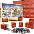 Calendrier de l'Avent Puzzle 1008 Pièces avec 24 Boîtes Thème Père Noël et Renne Festif - Style sd21 (70x50cm)