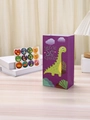 Cute purple dinosaur paper gift bag with green cartoon graphics and roar stickers - Purple