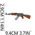 Detailed view of AK-47 assault rifle embroidered patch showing dimensions 9.4cm x 2.9cm - Classic AK47 Style (No. 16)