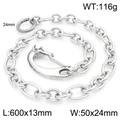 Punk silver stainless steel pant chain with 3:1 link design and wolf head buckle - Horse Head Style-60cm(KK115-Z)