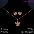 Set di gioielli angelo in oro rosa con collana e orecchini da 12 mm in finitura lucida - Oro Rosa (Collana+Orecchini)