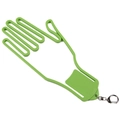 Green palm-shaped golf glove stretcher tool with metal hanging clip on white background - Light Green