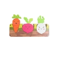 Wooden busy board puzzle featuring cartoon vegetable shapes like carrots for toddlers - Carrot Pulling Toy