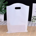 Frosted white translucent plastic gift bag with wavy edges and cutout handle - 20x27cm / Milky White