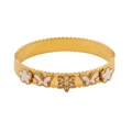 Golden hinged bracelet featuring white butterfly, clover motifs and sparkling diamond flower - Clover Butterfly Rhinestone Style (2#)