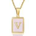 Pink Shell Letter V Style (With Chain)