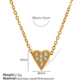 Collana a cuore dorata con strass in acciaio inossidabile e catena da 40cm e 5cm - Stile Cuore (XL215) / Oro