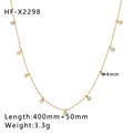 Detalle de collar de titanio chapado en oro 18k con piedras de circonita de 4 mm - Oro de 18K / Estilo de Circonita de Cuenta Redonda (HF-X2298)