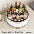 Rotating 25cm white lazy susan spice rack with gold trim for kitchen countertop storage - Small (25cm Diameter) / Crystal Label Style / Bright White Gold