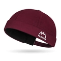 Burgundy Miki Hat with white mountain embroidery and adjustable strap in cotton - Burgundy / Adjustable (55-60cm)