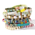 Bohemian Tila bead stretch bracelet set with multi-color rectangle enamel beads - Multicolor Patchwork 10-Piece Set (TL-S24080905A)