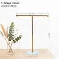 T-shaped gold metal jewelry stand with transparent base for earrings display - Crystal Base Jewelry Rack - T-Shape Gold