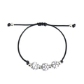 Adjustable black cord bracelet featuring soccer ball beads and silver metal accents - Football