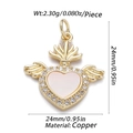 Ciondolo a cuore alato dorato con centro rosa e pietre con dettagli su dimensioni e peso - CX122-3 Cuore Rosa con Ali