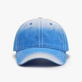 Distressed blue gradient baseball cap with vintage wash and triple white stitching details - Adjustable / Sky Blue