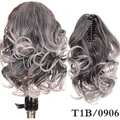 Grey ombre wavy ponytail extension with claw clip attachment, shade code T1B/0906 - Ombre Grey White