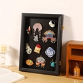 Elegant black wooden display frame for enamel pins and badges with velvet lining - A4 (Outer: 21*29.7cm)