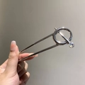 Épingle à cheveux argentée au design minimaliste en U avec perle en cristal étincelante - Anneau Double Branche (50#) / Argent