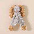 Gray rabbit baby comforter toy in soft cotton gauze with plush texture details - Grey & Khaki Lamb Wool Rabbit