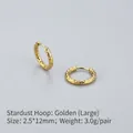 Golden stainless steel hoop earrings with star-dust textured finish in large size - Starry/Hammered (Large) / Gold