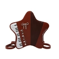 Star shaped accordion bag with piano keys and silver bow in reddish brown and dark brown - Brown