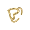 Detailed macro shot of the polished irregular gold heart shaped adjustable open ring - VJ577 Lava Heart / Gold