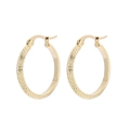 Chic gold-plated stainless steel hoop earrings with textured diamond pattern for women - 30mm Rhombic Pattern