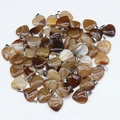 Lotto di ciondoli a forma di cuore in agata naturale con ganci in argento e venature marroni - Agata Caffè