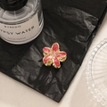 Pink and white gradient frangipani flower hair claw clip with alloy base for women - Red