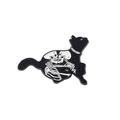 Black cat enamel pin featuring a white skeleton embrace design for gothic style - Cat With Hugging Skeleton Style (XZ5984)