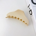 Minimalist matte cream resin hair claw clip for elegant bun hairstyles on white background - Flat Head Style / 12cm / Off-white