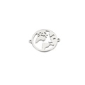 Spiegelpolierter Edelstahl-Weltkartenanhänger mit Hohlraumdesign für DIY-Schmuck - Stahlfarbe