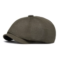 Olive green summer mesh newsboy cap featuring breathable hollow out design for outdoor sun protection - Green
