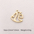 Macro view of gold fish tail charm with heart cutout and 13mm size specifications - Hollow Fish / Gold