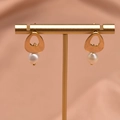 Elegant 925 silver gold-plated geometric earrings with natural freshwater pearls - Geometric Hollow Studs