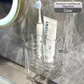 Wall-mounted clear toothbrush holder with cup in a modern transparent luxury style - Transparent Storage Rack + Cup