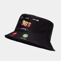Détail d'un chapeau bob noir avec motif créatif d'appel entrant rétro des années 90 - Taille unique / Noir