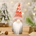 Kerstkabouter pop met rood-grijze gebreide muts en witte baard voor feestelijke decoratie - Stijl A Sneeuwvlok Gebreide Muts Kabouter