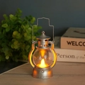 Silver retro Christmas lantern with warm LED candle light and a hanging metal handle - Silver Lantern (Wick Type)