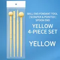 4-piece yellow plastic fondant modeling tool set for clay sculpture and cake decorating - 4-piece Petal Stick Set (macaron Yellow)