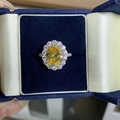 Elegante S925 zilveren ring met gele ovale zirkoon in een blauw doosje - US 5 / Gele Diamant