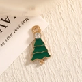 Christmas tree alloy pendant with green enamel, gold edges, and a small bell detail - Christmas Tree Style 2 / EAR0015/Green Gold with Rhinestone