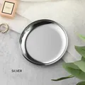 Moonlight silver stainless steel jewelry tray with a mirror polished finish for storage - Stainless Steel / Round Shape Silver (10*10cm)
