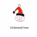 Ciondolo gatto di Natale smaltato rosso e bianco per gioielli fai da te 14.5x21mm - 59# Gatto con Cappello di Natale